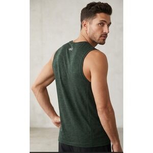 Alo Yoga Men's Performance Muscle Tank Top Green Heather Size M Medium